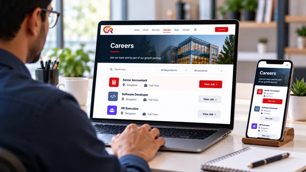 Small business careers website and online recruitment workflow